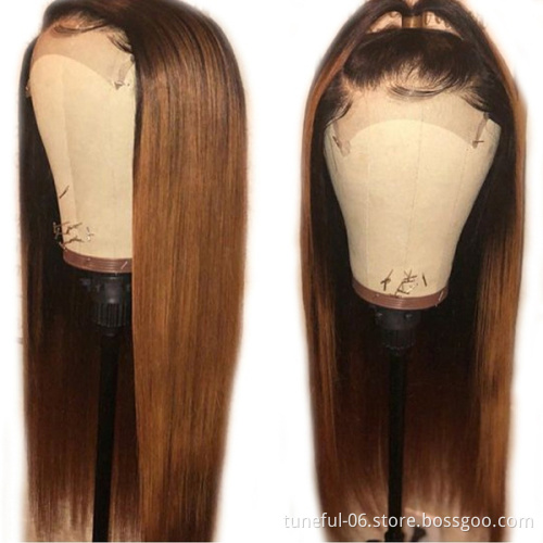 13x5 Straight Wig Color T1B/30 Ombre Highlight 150% Lace Front Human Hair Wigs for Women Remy Brazilian Invisible Medium Ratio